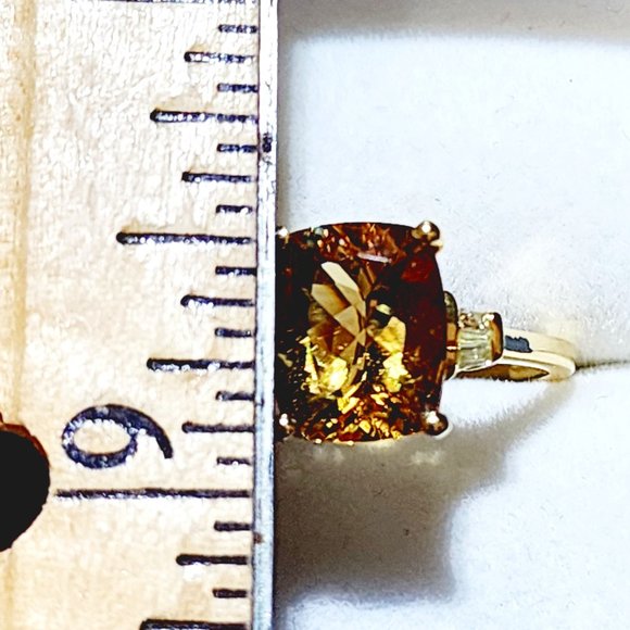 Premium Golden Scapolite & Natural Yellow dia ring in YG over 925 SS 3.90ct sz 8 - Picture 3 of 5